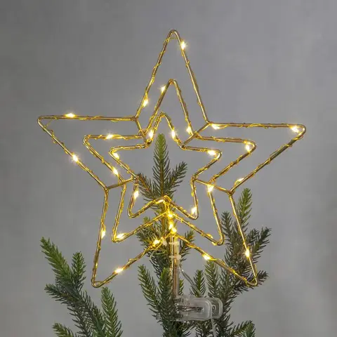 Vánoční vnitřní dekorace STAR TRADING LED špička stromu Topsy, 3D hvězda na baterie