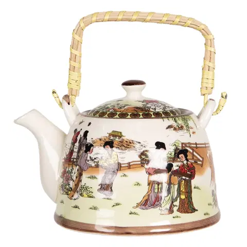 Džbány Porcelánová konvice na čaj s japonskými motivy - 18*14*12 cm / 0,8L Clayre & Eef 6CETE0064