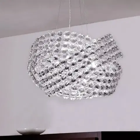 Závěsná světla Marchetti Křišťálové závěsné světlo Diamante Ø 40 cm