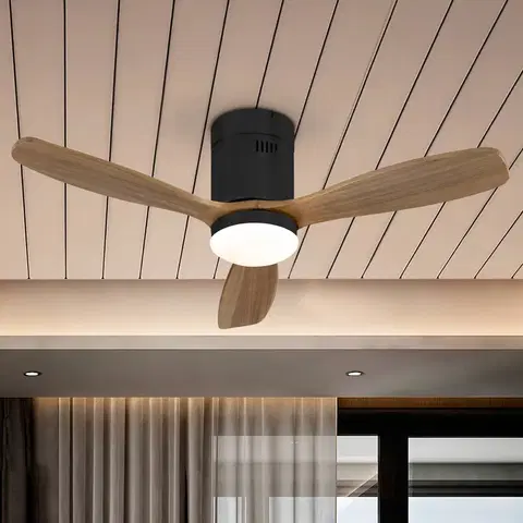 Stropní ventilátory se světlem Schuller Valencia Stropní ventilátor Siroco Mini LED, černá/ořech