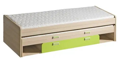 Postele Dolmar Dětská postel s přistýlkou CORNETO L16 Barva: Jasan coimbra / zelená