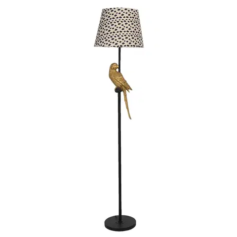 Lampy Stojací lampa se vzorovaným stínidlem a dekorací papouška – Ø 37*165 cm E27 Clayre & Eef 5LMC0005