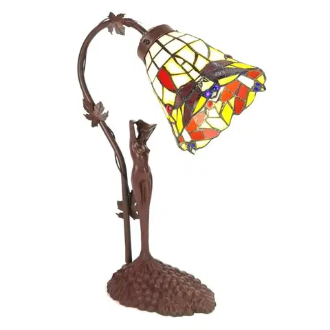 Svítidla Stolní lampa Tiffany květ s dekorací ženy Womien - 15*9*21 cm E14/max 1*25W Clayre & Eef 5LL-6132