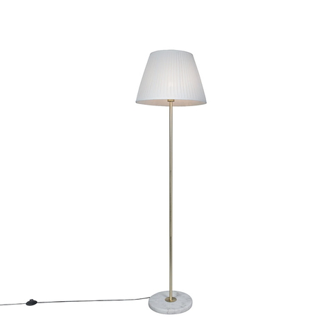 Stojaci lampy Retro stojací lampa mosaz s skládaným odstínem krémová 45 cm - Kaso