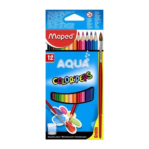 Hračky MAPED - Pastelky Color Peps akvarelové se štětcem, 12 ks