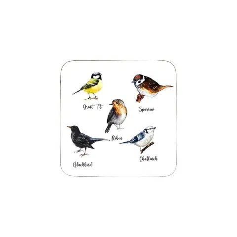 Prkénka a krájecí desky 6ks pevné korkové podtácky ptáčci Garden birds  - 10*10*0,4cm Mars & More SCOZTV
