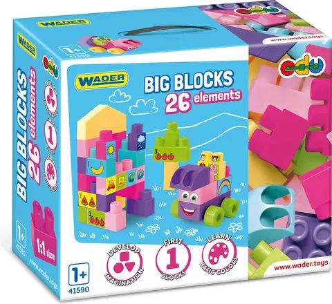 Hračky stavebnice WADER - Velké bloky 26 ks růžové