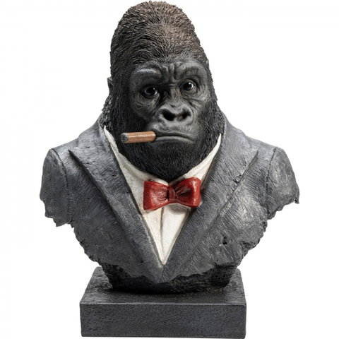 Sošky exotických zvířat KARE Design Soška Gorila s doutníkem - černá, 40cm