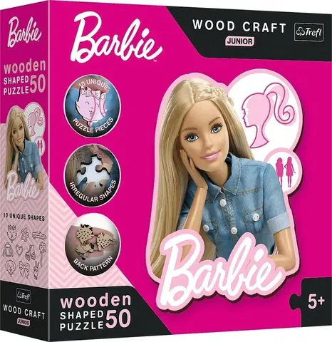 Hračky puzzle TREFL -  Dřevěné puzzle Junior 50 dílků - Krásná Barbie