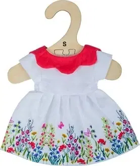 Panenky Bigjigs Toys Šaty s límečkem pro panenky SOFT 28 cm bílé/vícebarevné