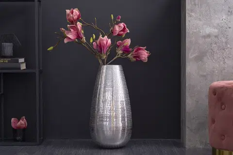 Dekorace LuxD Designová váza Malia 50 cm stříbrná