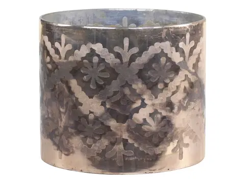 Svícny Mocca antik skleněný svícen na čajovou svíčku Grindi - Ø 20*17 cm Chic Antique 74125-20