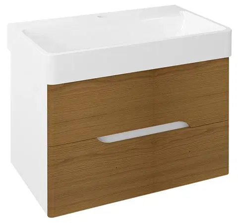 Koupelnový nábytek SAPHO MEDIENA umyvadlová skříňka 77x50,5x49cm, bílá mat/dub natural MD082