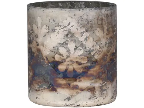 Svícny Champagne antik skleněný svícen na čajovou svíčku Grindi - Ø 9*10 cm Chic Antique 74123-03