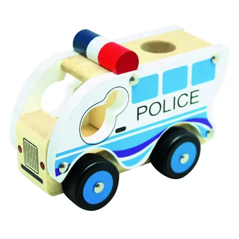 Dřevěné vláčky Bino Dřevěné auto Policie, modrá