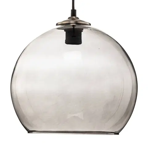Závěsná světla Solbika Lighting Závěsná lampa koule skleněná koule stínítko kouřově šedá Ø 30cm
