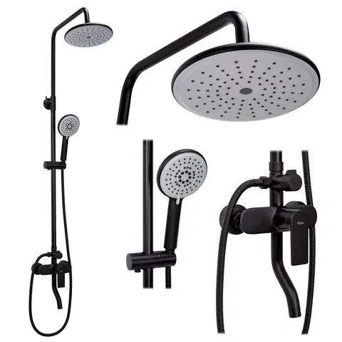 Sprchy a sprchové panely Sprchový set Rea Verso černý - vanová baterie, ruční a dešťová sprcha