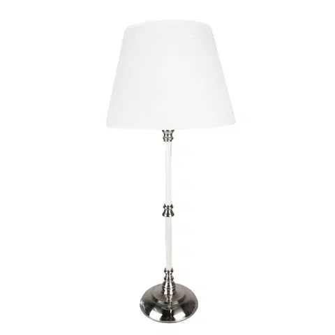 Lampy Stříbrná stolní lampa s bílým stínidlem - Ø 18*44 cm E27/max 1*60W Clayre & Eef 6LMC0068