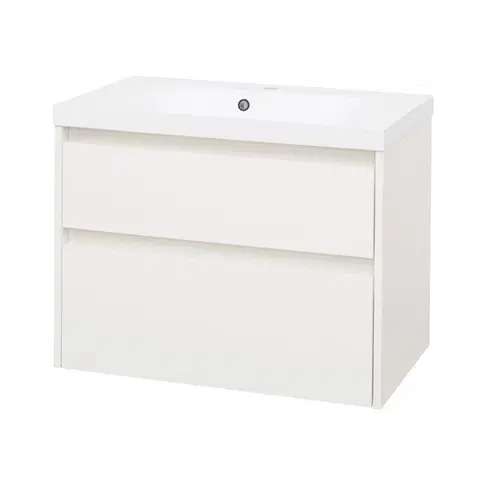 Koupelnový nábytek MEREO Opto, koupelnová skříňka s umyvadlem z litého mramoru 81 cm, bílá CN911M