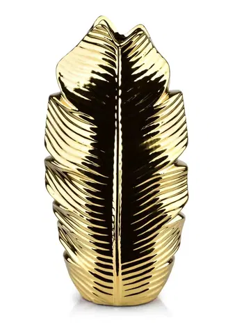 Dekorativní vázy Mondex Keramická váza LEAF 35 cm zlatá