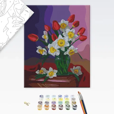 Květy Malování podle čísel květiny tulipánů a narcisů