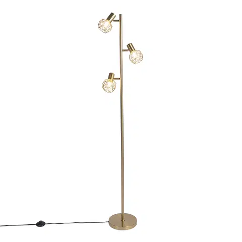 Stojaci lampy Designová stojací lampa zlatá, 3 světla nastavitelná - Mesh