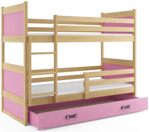 Postele BMS Dětská patrová postel RICO | borovice 80 x 190 cm Barva: Růžová