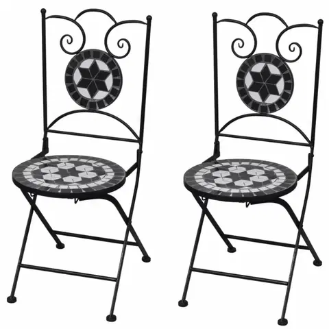 Zahradní křesla a židle Zahradní skládací židle 2 ks Černá