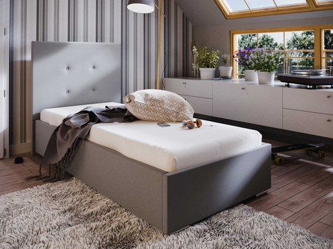Postele Čalouněná postel DANGELO 1 90x200 cm, šedá látka