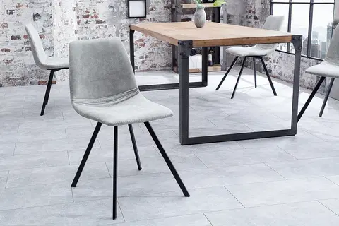 Luxusní jídelní židle Estila Designová židle Amsterdam Retro šedá