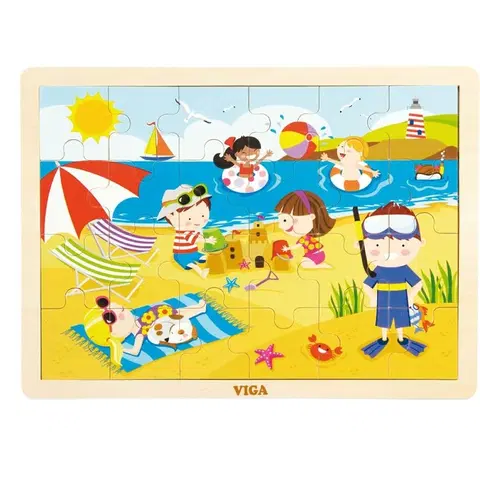 Hračky puzzle VIGA - Dětské dřevěné puzzle Viga Léto