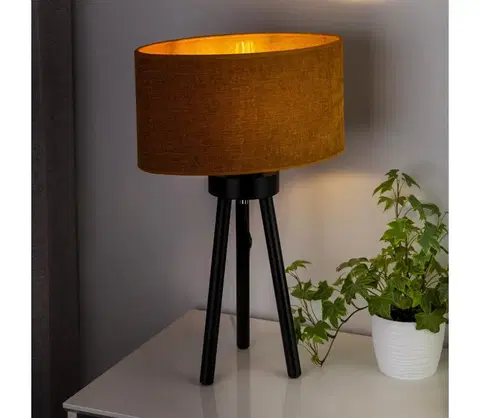 Lampy   - Stolní lampa OVAL 1xE27/15W/230V hnědá 