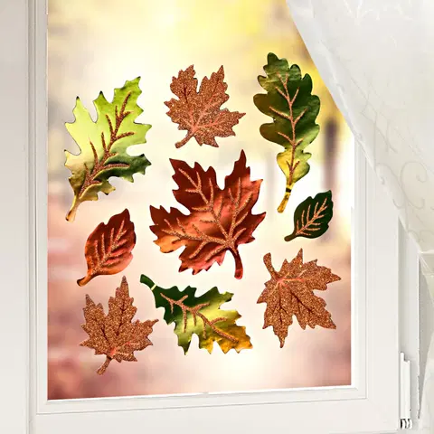 Dekorace oken a dveří Okenní obrázky "Podzimní listy"