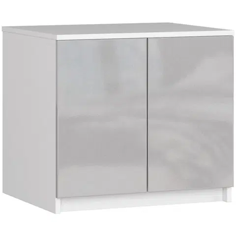 Šatní skříně Ak furniture Nástavec na skříň 55 cm bílý metalický lesk