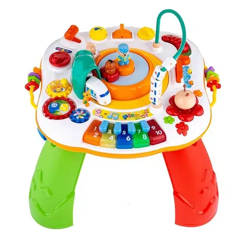 Hračky NEW BABY - Mluvící a hrající interaktivní stoleček s jezdícím vláčkem CZ/SK
