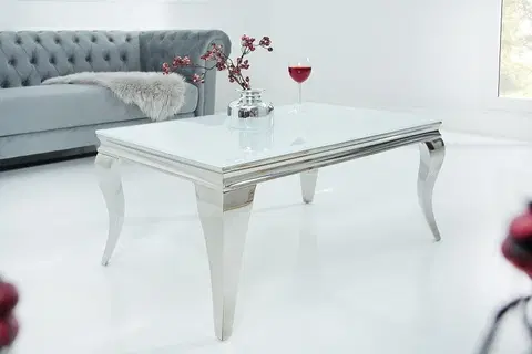 Designové a luxusní konferenční stolky Estila Luxusní konferenční stolek Modern Barock 100cm bílý