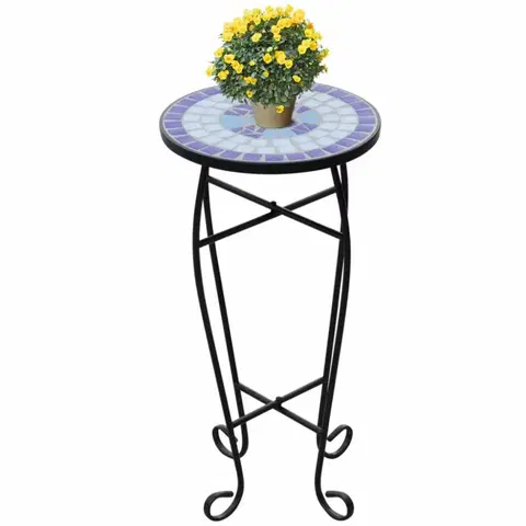 Zahradní stolky Mozaikový stolek na květiny keramika Dekorhome Modrá