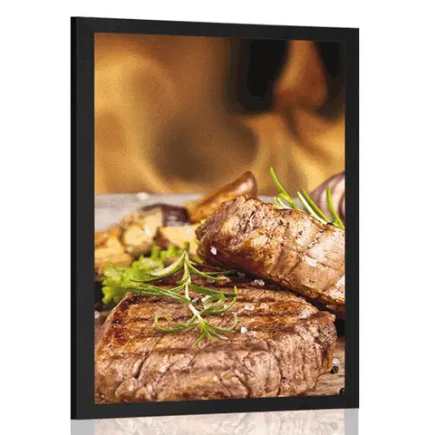 S kuchyňským motivem Plakát grilovaný hovězí steak