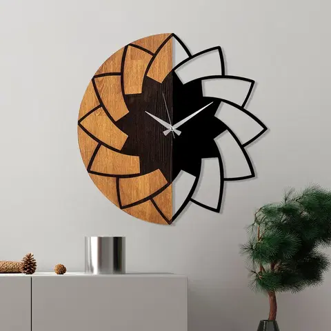 Nástěnné hodiny Nástěnné hodiny dřevo KVĚT průměr 56 cm