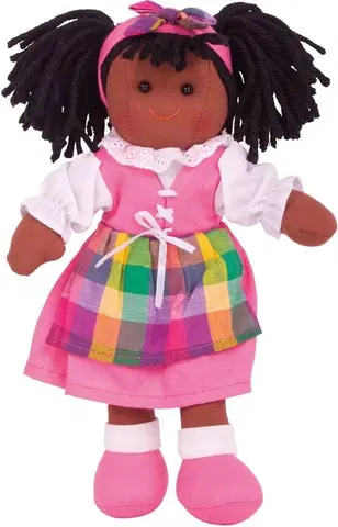 Hračky pro holky Bigjigs Toys Látková panenka JESSICA 28 cm růžová