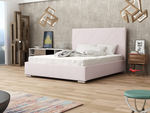 Postele Čalouněná postel DANGELO 5 180x200 cm, růžová látka
