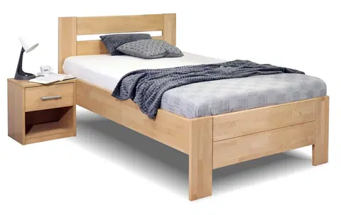 bez úložného prostoru Zvýšená postel jednolůžko z masivu Trinity, 90x220, masiv buk