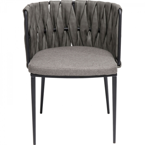 Jídelní židle KARE Design Šedá polstrovaná jídelní židle s výpletem a polštářkem Cheerio