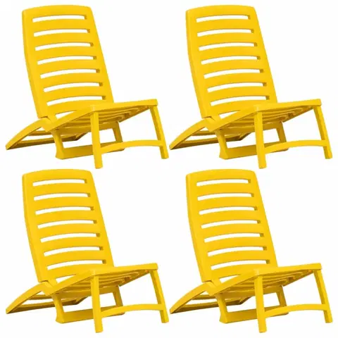 Zahradní křesla a židle Skládací plážové židle 4 ks plast Dekorhome Žlutá