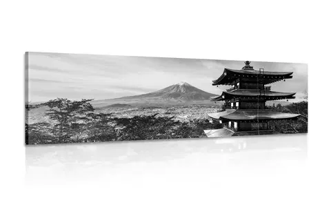 Černobílé obrazy Obraz památka Chureito Pagoda v černobílém provedení