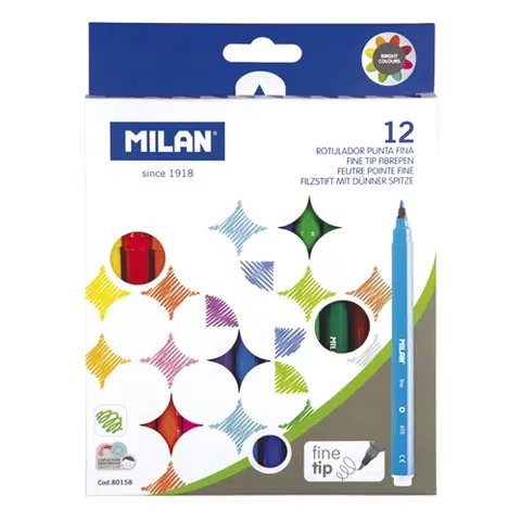 Hračky MILAN - Fixy s kulatým hrotem fine 2 mm - sada 12 ks