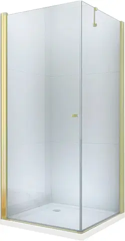 Sprchové vaničky MEXEN/S Pretoria sprchový kout křídlový 70x100 cm, sklo transparent, zlatá + vanička 852-070-100-50-00-4010