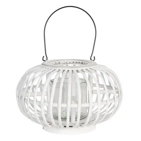 Zahradní lampy Bílá závěsná lucerna Eudo - Ø 34*21 cm Clayre & Eef 6RO0485