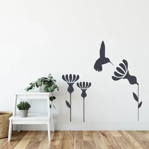 Samolepky na zeď Samolepka na zeď - Kolibřík a květ