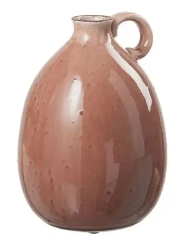 Dekorativní vázy Hnědá keramická váza s uchem Florero - ∅ 19*26 cm J-Line by Jolipa 78096